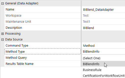 The Method Type drop-down menu options display with BIBLendInfo and Business Rule highlighted